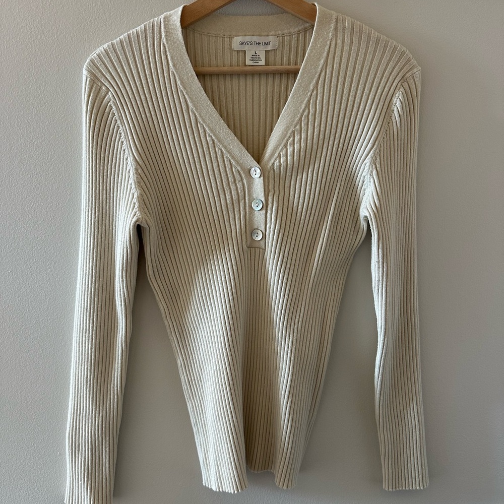 Skye's the Limit Cream V-Neck Sweater